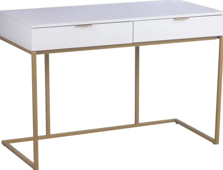 Schreibtisch Jana weiß gold Optik B/H/T: ca. 112x76x52 cm