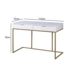 Schreibtisch Jana weiß gold Optik B/H/T: ca. 112x76x52 cm