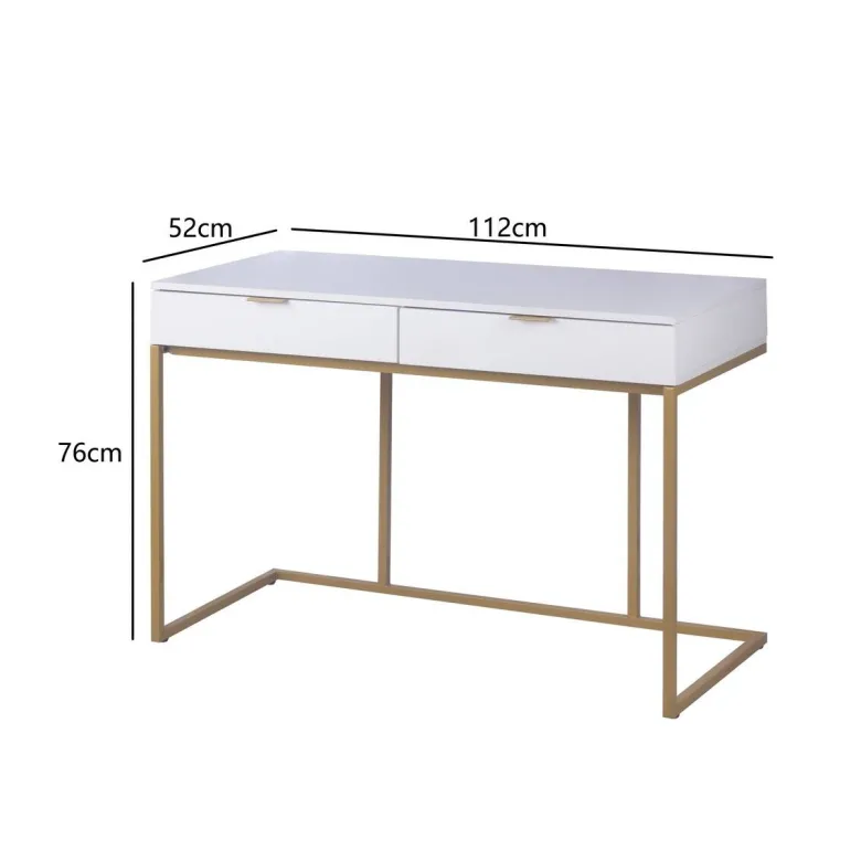 Schreibtisch Jana weiß gold Optik B/H/T: ca. 112x76x52 cm