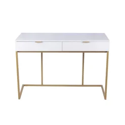 Schreibtisch Jana weiß gold Optik B/H/T: ca. 112x76x52 cm