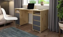 Schreibtisch LOBO Eiche Nachbildung anthrazit B/H/T: ca. 138x75x55 cm