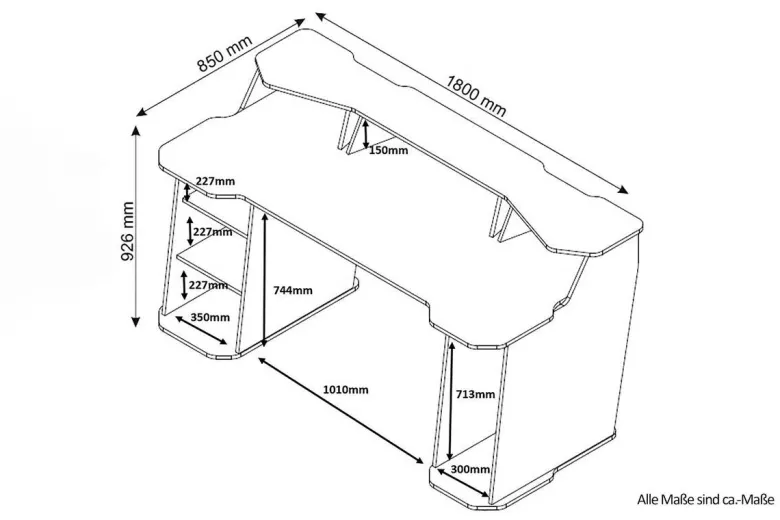 Schreibtisch MATRIX anthrazit weiß B/H/T: ca. 180x76,96x85 cm