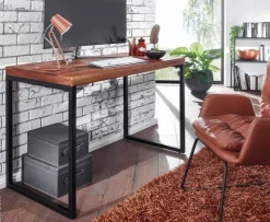 Schreibtisch natur schwarz pulverbeschichtet B/H/T: ca. 117x76,5x59 cm