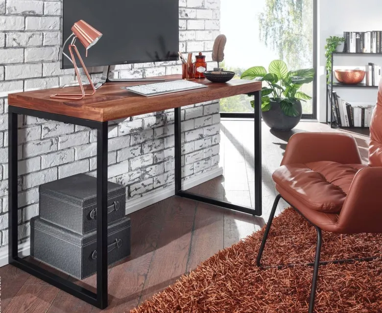 Schreibtisch natur schwarz pulverbeschichtet B/H/T: ca. 117x76,5x59 cm