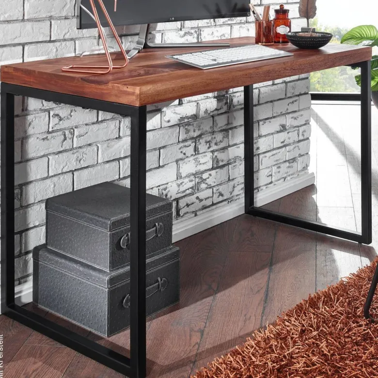Schreibtisch natur schwarz pulverbeschichtet B/H/T: ca. 117x76,5x59 cm
