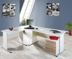 Schreibtisch Serie 200 perlweiß B/H/T: ca. 140x74,2x65 cm