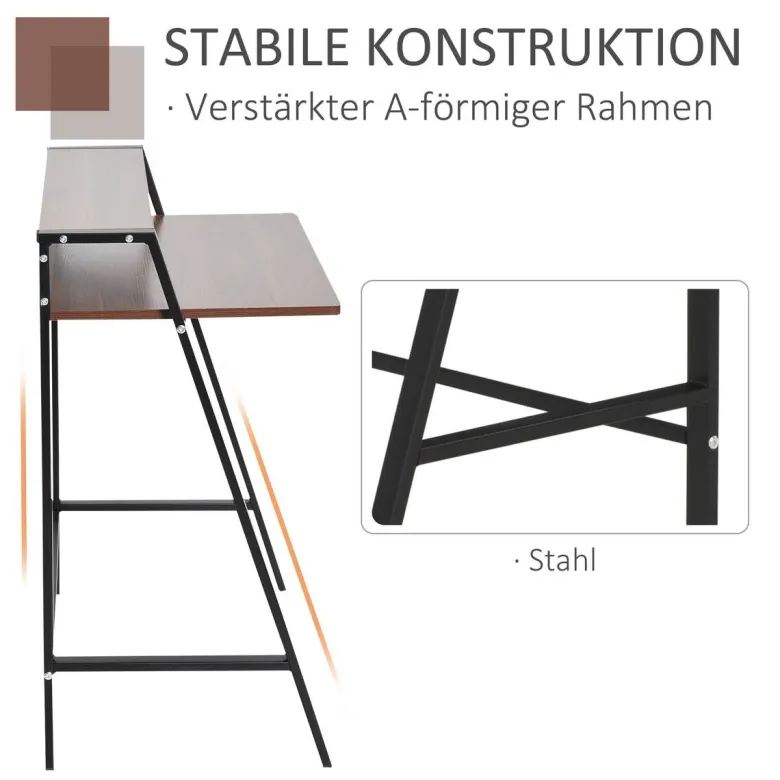 Schreibtisch 836-055 walnuss Nachbildung schwarz B/H/T: ca. 84x85x45 cm