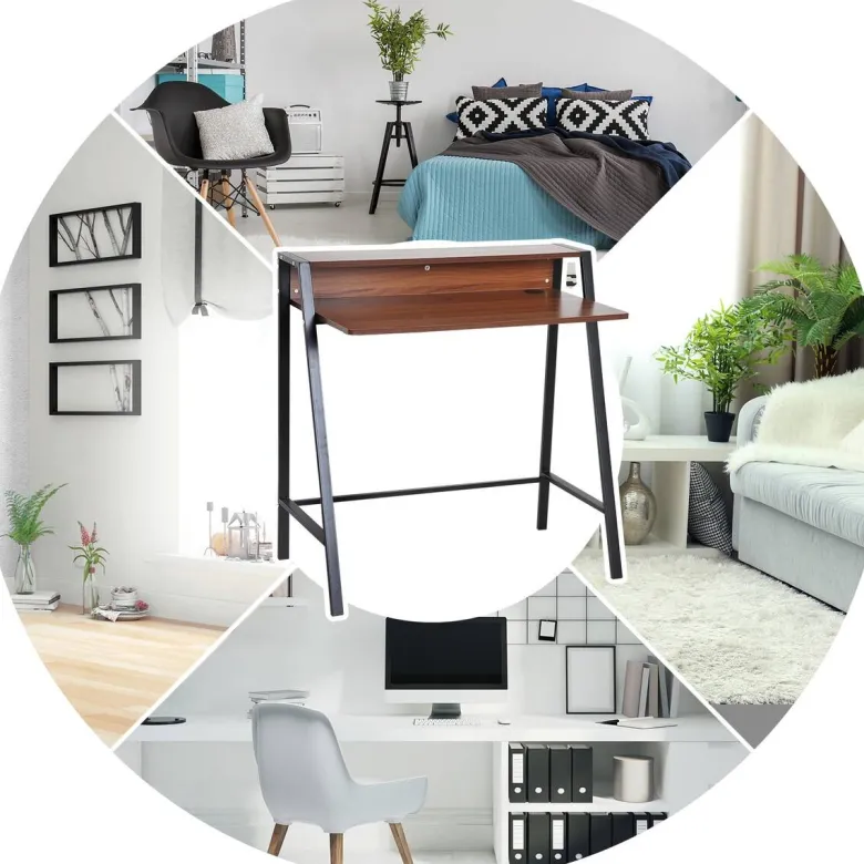 Schreibtisch 836-055 walnuss Nachbildung schwarz B/H/T: ca. 84x85x45 cm