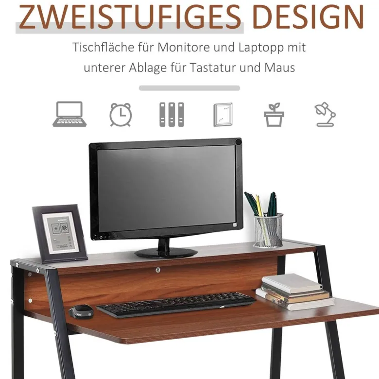 Schreibtisch 836-055 walnuss Nachbildung schwarz B/H/T: ca. 84x85x45 cm