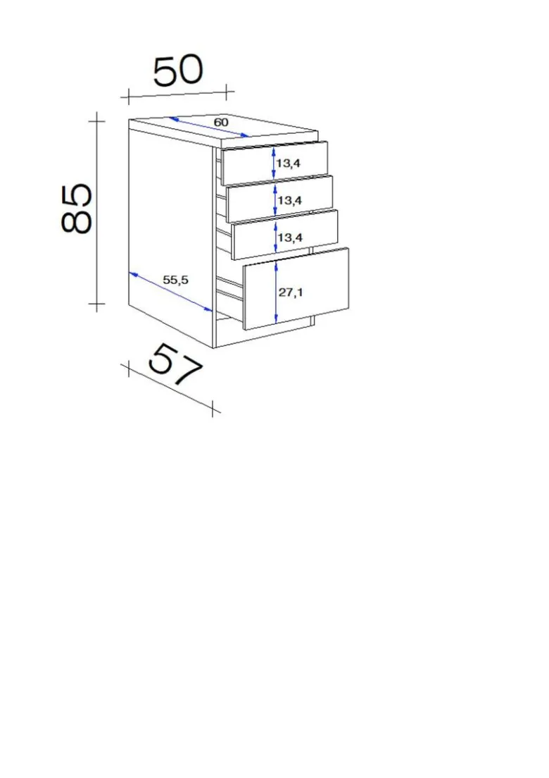 Schubkastenschrank Samoa weiß Eiche Nachbildung B/H/T: ca. 50x85x60 cm