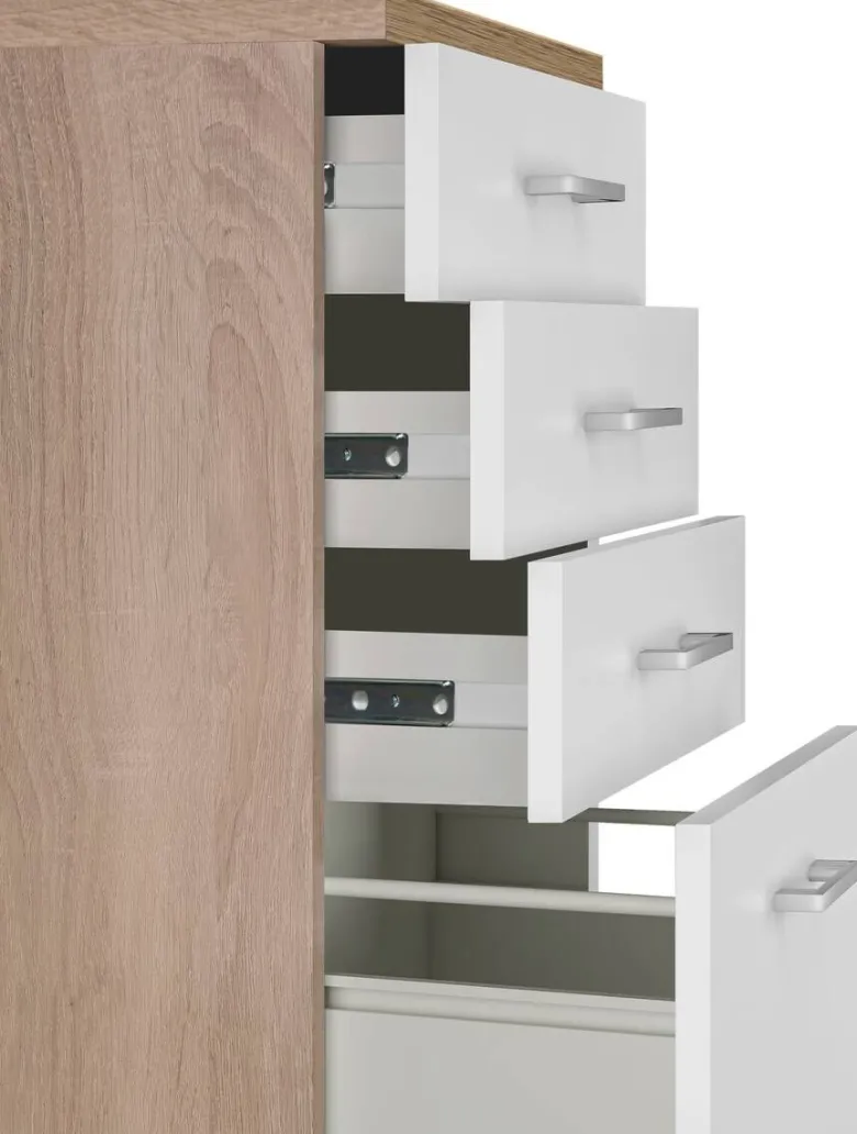 Schubkastenschrank Samoa weiß Eiche Nachbildung B/H/T: ca. 50x85x60 cm