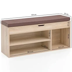 Schuhbank Eiche Sonoma Nachbildung braun B/H/T: ca. 104x51x32 cm