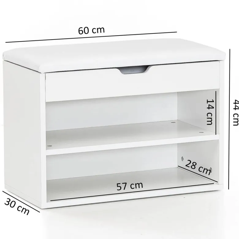 Schuhbank weiß weiß B/H/T: ca. 60x40x30 cm
