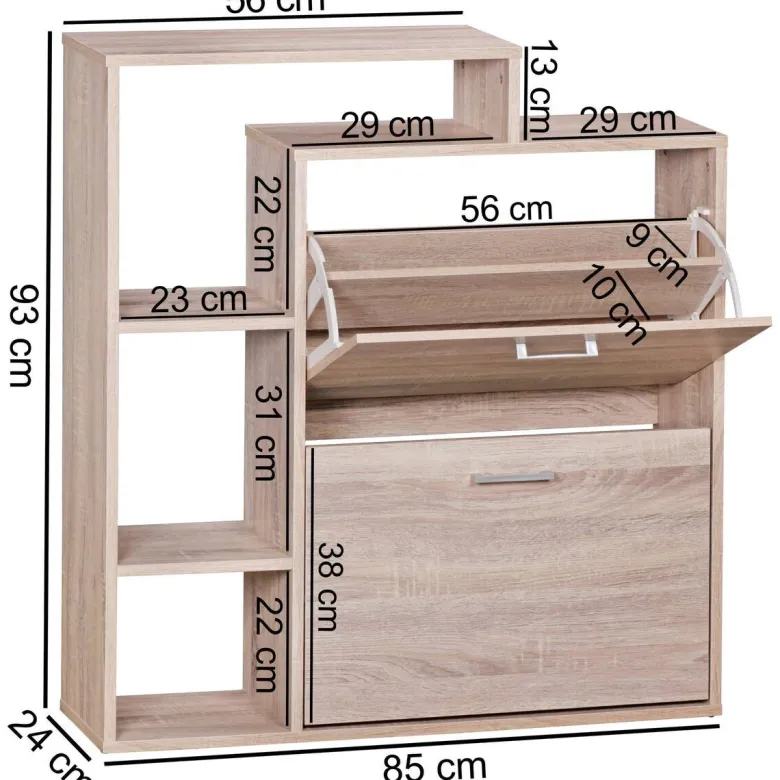 Schuhkipper Eiche Sonoma Nachbildung B/H/T: ca. 24x93x85 cm