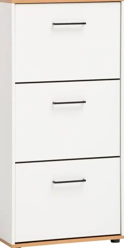 Schuhkipper Erik weiß matt Eiche Artisan Nachbildung B/H/T: ca. 60x122x19,5 cm