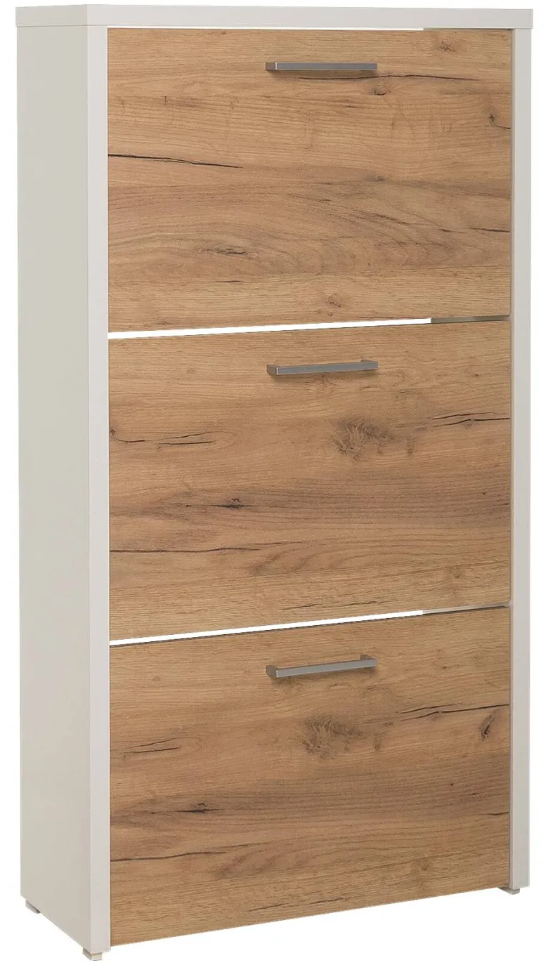 Schuhkipper Fulda weiß honig Eiche Nachbildung B/H/T: ca. 61x115x25 cm