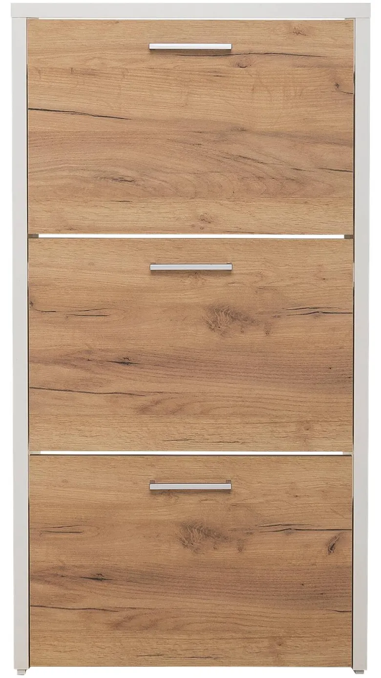 Schuhkipper Fulda weiß honig Eiche Nachbildung B/H/T: ca. 61x115x25 cm