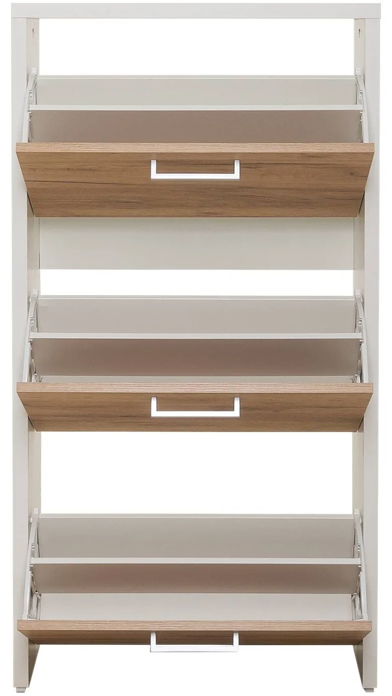 Schuhkipper Fulda weiß honig Eiche Nachbildung B/H/T: ca. 61x115x25 cm