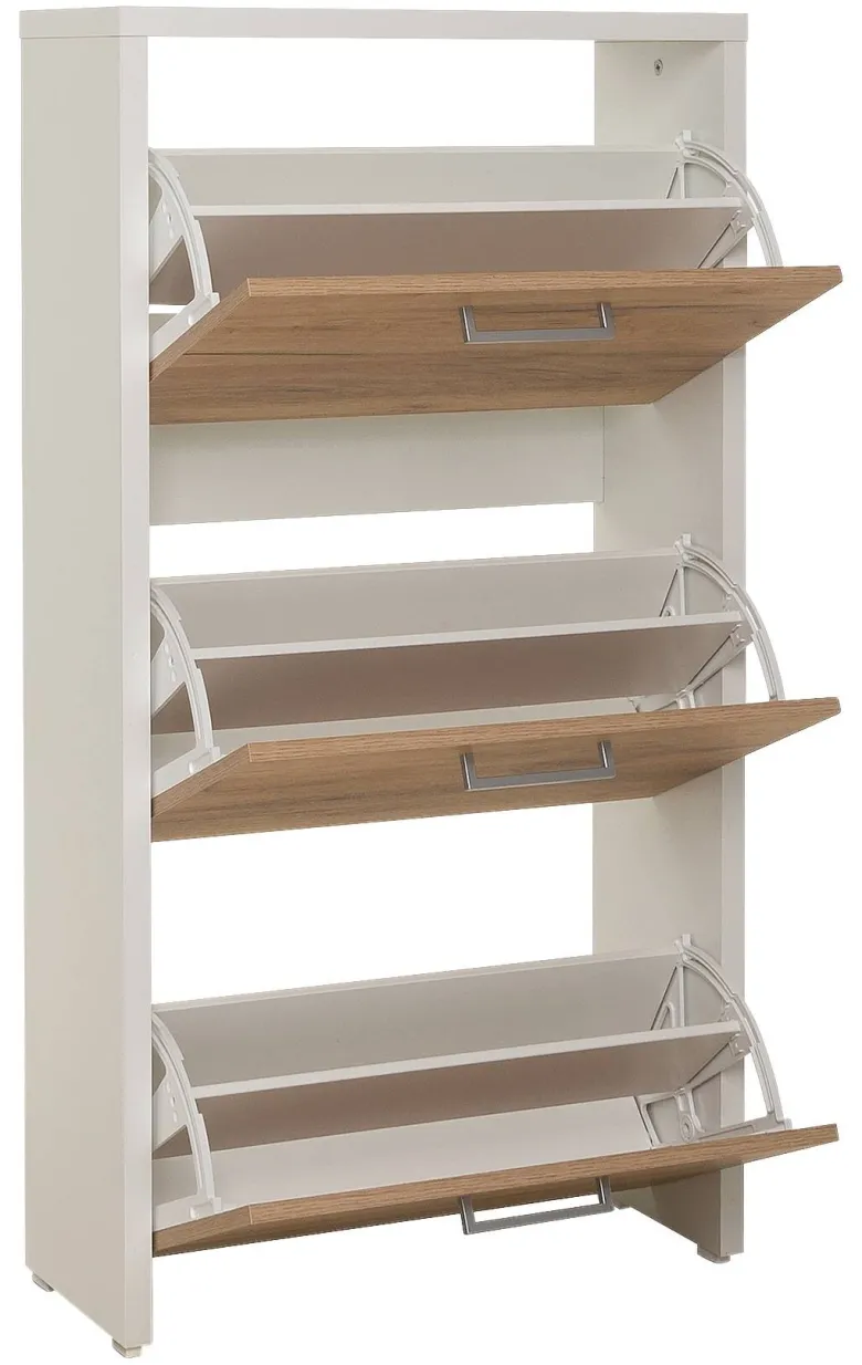Schuhkipper Fulda weiß honig Eiche Nachbildung B/H/T: ca. 61x115x25 cm