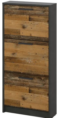 Schuhkipper Vinon grau dunkel Old Wood Nachbildung B/H/T: ca. 52x111x18 cm