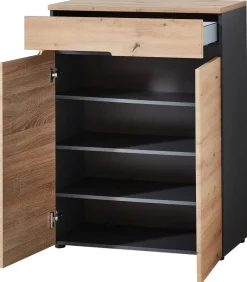 Schuhkommode Memphis Eiche Artisan Nachbildung Graphit B/H/T: ca. 80x107x38 cm