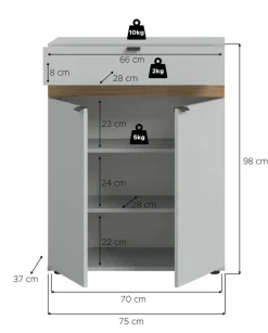 Schuhkommode Naro weiß Evoke Oak Nachbildung B/H/T: ca. 75x98x37 cm
