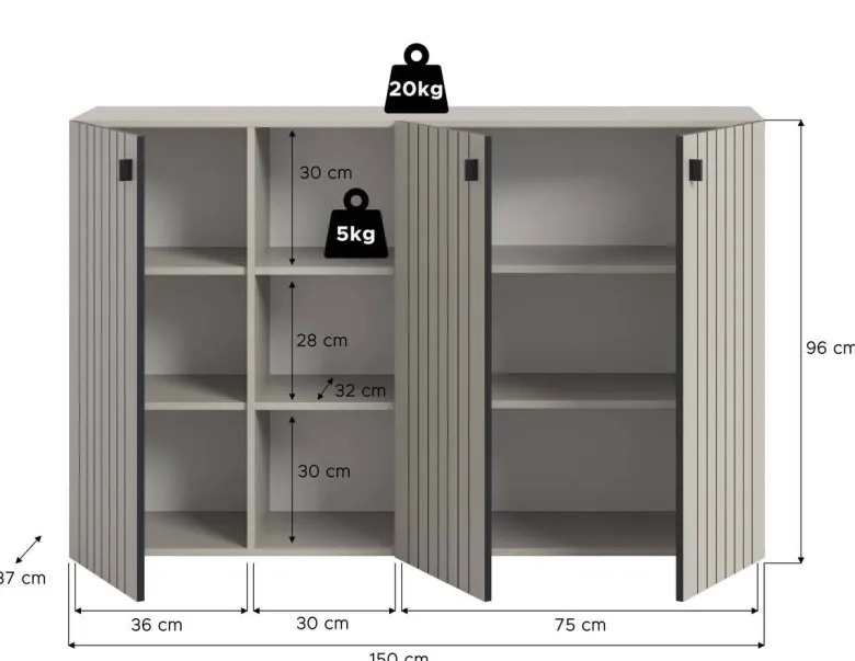 Schuhkommode STATION Cashmere B/H/T: ca. 150x96x37 cm