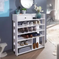 Schuhregal weiß B/H/T: ca. 75x92,5x24 cm
