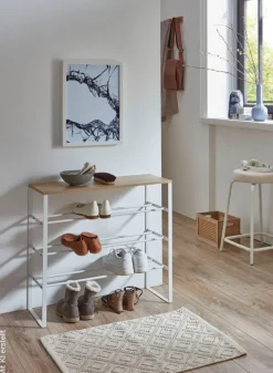 Schuhregal weiß Eiche Artisan Nachbildung B/H/T: ca. 66x61x25 cm