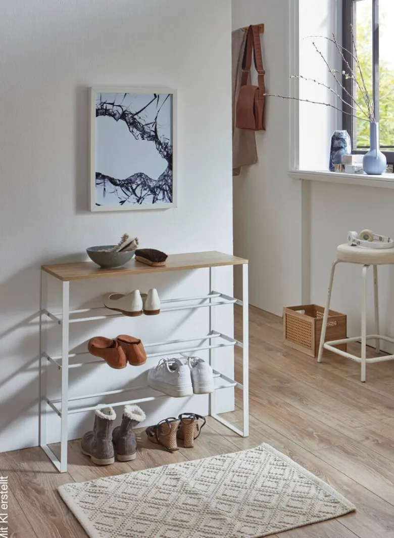 Schuhregal weiß Eiche Artisan Nachbildung B/H/T: ca. 66x61x25 cm