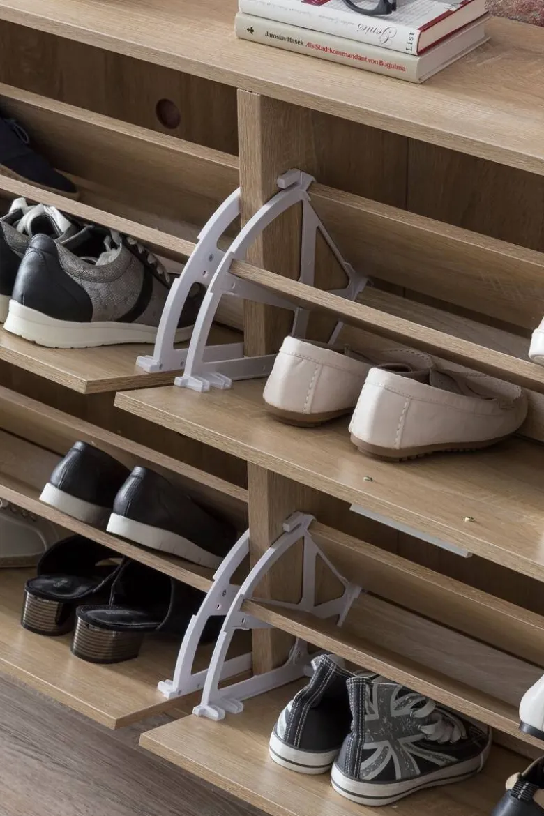 Schuhschrank Eiche Sonoma Nachbildung silber B/H/T: ca. 120x81x24 cm