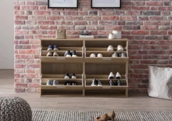 Schuhschrank Eiche Sonoma Nachbildung silber B/H/T: ca. 120x81x24 cm