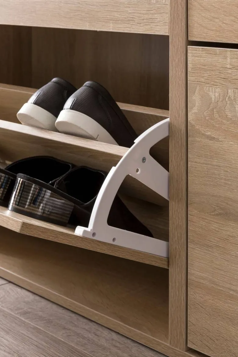 Schuhschrank Eiche Sonoma Nachbildung silber B/H/T: ca. 120x81x24 cm