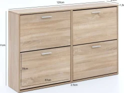 Schuhschrank Eiche Sonoma Nachbildung silber B/H/T: ca. 120x81x24 cm