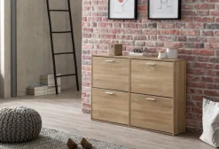 Schuhschrank Eiche Sonoma Nachbildung silber B/H/T: ca. 120x81x24 cm