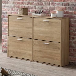 Schuhschrank Eiche Sonoma Nachbildung silber B/H/T: ca. 120x81x24 cm