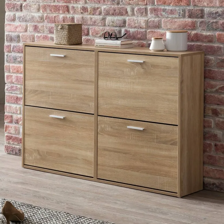 Schuhschrank Eiche Sonoma Nachbildung silber B/H/T: ca. 120x81x24 cm