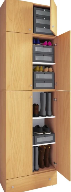 Schuhschrank Lona buche Nachbildung weiß B/H/T: ca. 70x240x39 cm