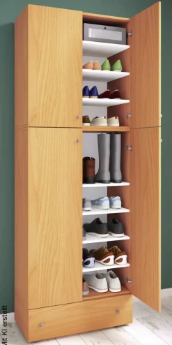 Schuhschrank Lona buche Nachbildung weiß B/H/T: ca. 70x200x39 cm