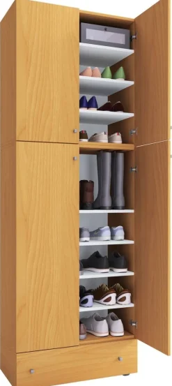 Schuhschrank Lona buche Nachbildung weiß B/H/T: ca. 70x200x39 cm