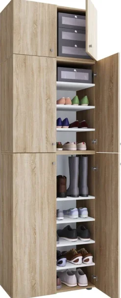 Schuhschrank Lona Eiche Sonoma Nachbildung weiß B/H/T: ca. 70x223x39 cm