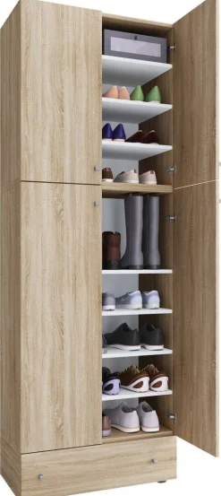 Schuhschrank Lona Eiche Sonoma Nachbildung weiß B/H/T: ca. 70x200x39 cm