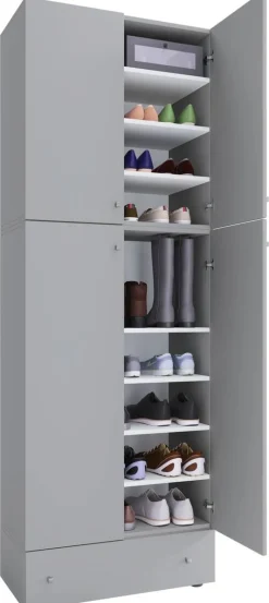 Schuhschrank Lona grau weiß B/H/T: ca. 70x200x39 cm