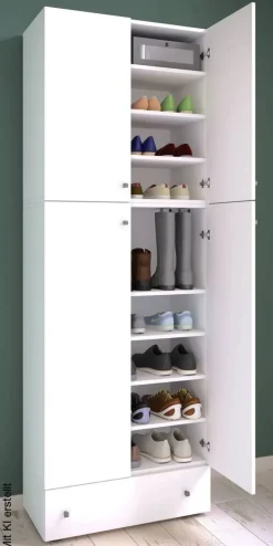 Schuhschrank Lona weiß B/H/T: ca. 70x200x39 cm