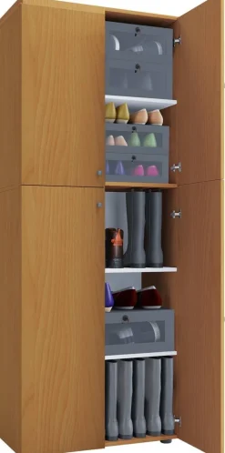 Schuhschrank Lona XXL buche Nachbildung weiß B/H/T: ca. 70x182x39 cm