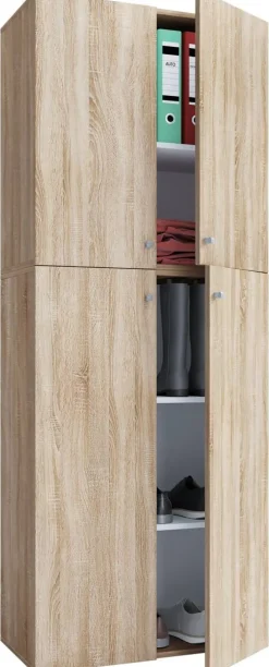 Schuhschrank Lona XXL Eiche Sonoma Nachbildung weiß B/H/T: ca. 70x182x39 cm