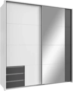 Schwebetürenschrank Emden weiß Graphit B/H/T: ca. 179x198x64 cm