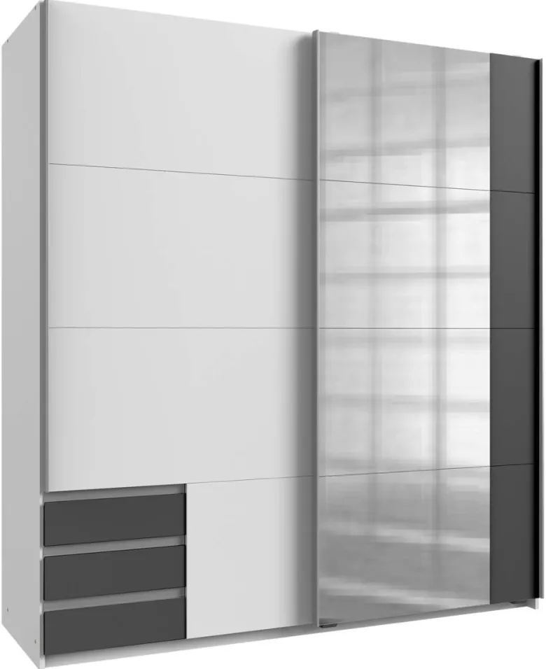 Schwebetürenschrank Emden weiß Graphit B/H/T: ca. 179x198x64 cm