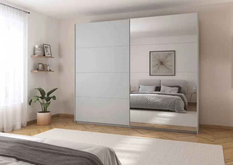 Schwebetürenschrank Quadra Seidengrau B/H/T: ca. 270x229x62 cm