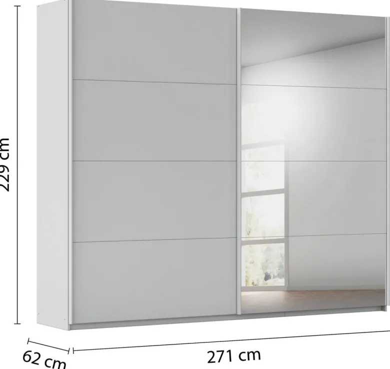 Schwebetürenschrank Quadra Seidengrau B/H/T: ca. 270x229x62 cm